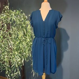 H&M Blue Flutter Sleeve V-Neck Sundress